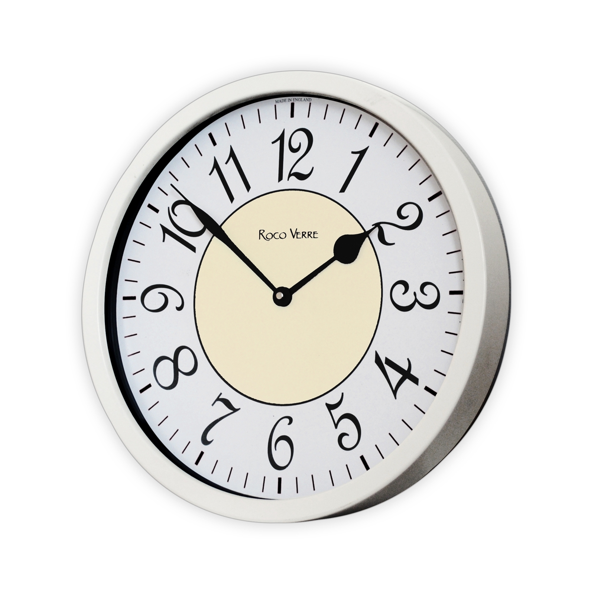 Roco Verre Modern Vintage French Wall Clock White 35cm Diameter Vanilla