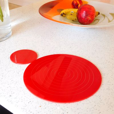 Red Gloss Circlets Coasters and Placemats 10cm Dia ROUND COASTER RED