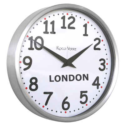 Custom Chunky Numbers Time Zone Wall Clock 26cm Diameter Brushed