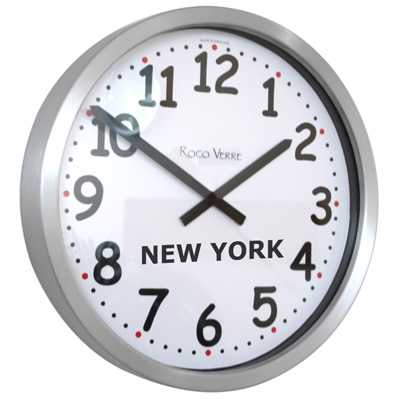 Custom Chunky Numbers Time Zone Wall Clock 35cm Diameter Brushed