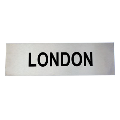 Large Custom Stainless Steel Timezone City Sign 22.5cm x 7cm Brushed