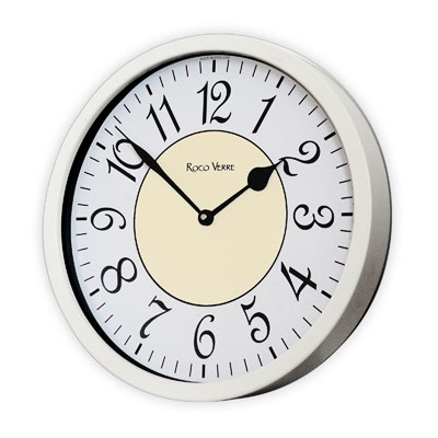 Roco Verre Modern Vintage French Wall Clock White 35cm Diameter Vanilla