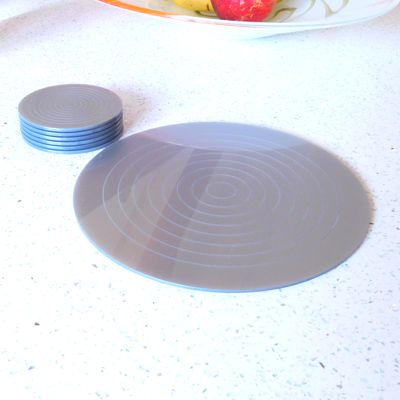 Silver Gloss Circlets Coasters and Placemats 10cm Dia ROUND COASTER SILVER