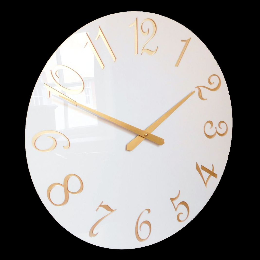 French Numbers White & Gold Wall Clock 35cm (13.75) Diameter