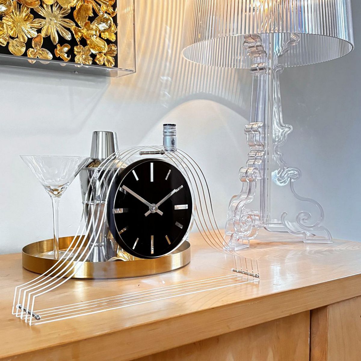 Louis Ghost Mantel Clock Black Dial H8.5 (21.5cm) x W14 (36cm) x D2.5 (6.5cm)