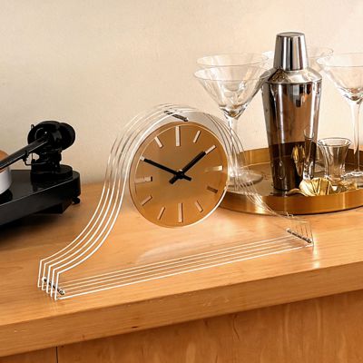 Louis Ghost Mantel Clock Gold Dial H8.5 (21.5cm) x W14 (36cm) x D2.5 (6.5cm)