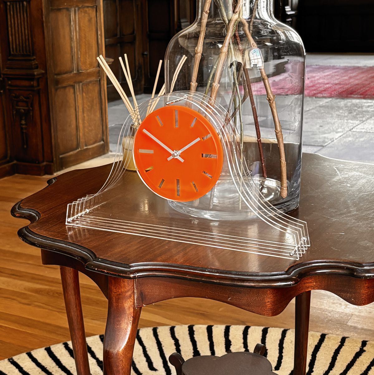 Louis Ghost Mantel Clock Orange Dial H8.5 (21.5cm) x W14 (36cm) x D2.5 (6.5cm)
