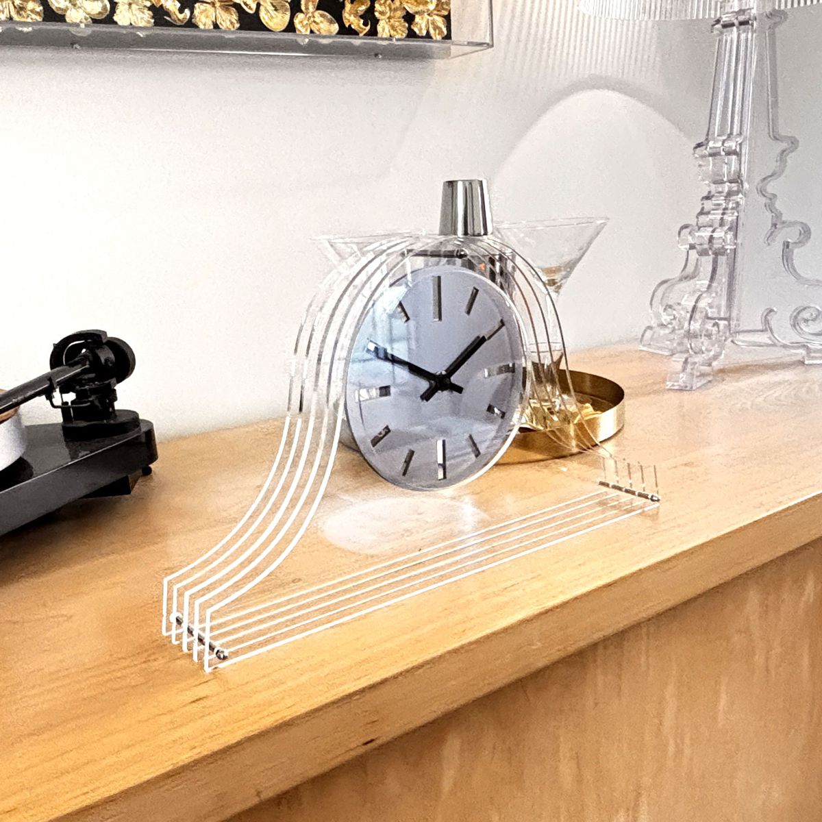 Louis Ghost Mantel Clock Silver Dial H8.5 (21.5cm) x W14 (36cm) x D2.5 (6.5cm)